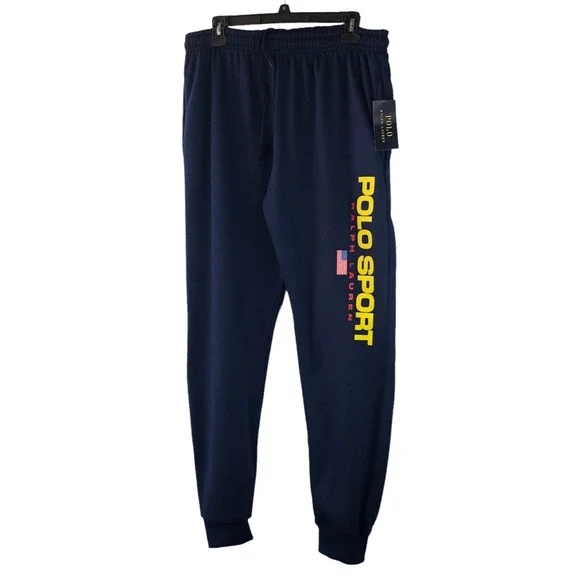 NWT Polo Ralph Lauren Polo Sport Big Logo Flag Fleece Jogger Pants Size Medium - Picture 2 of 7
